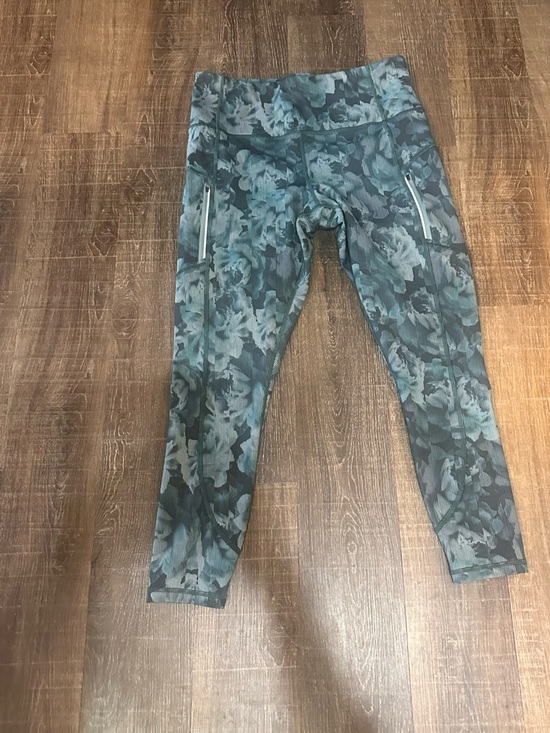 Athleta Pants - Athleta High Rise Rainier Green and Gray Floral Print with Pockets Size 1X
